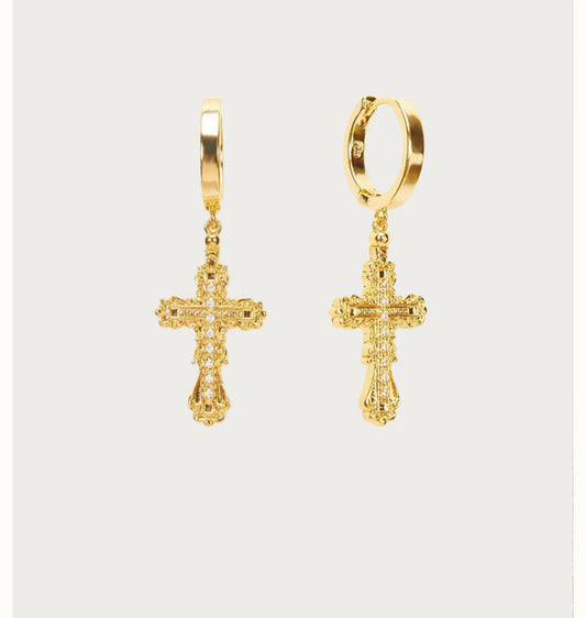 Celestia Drop Cross Hoops
