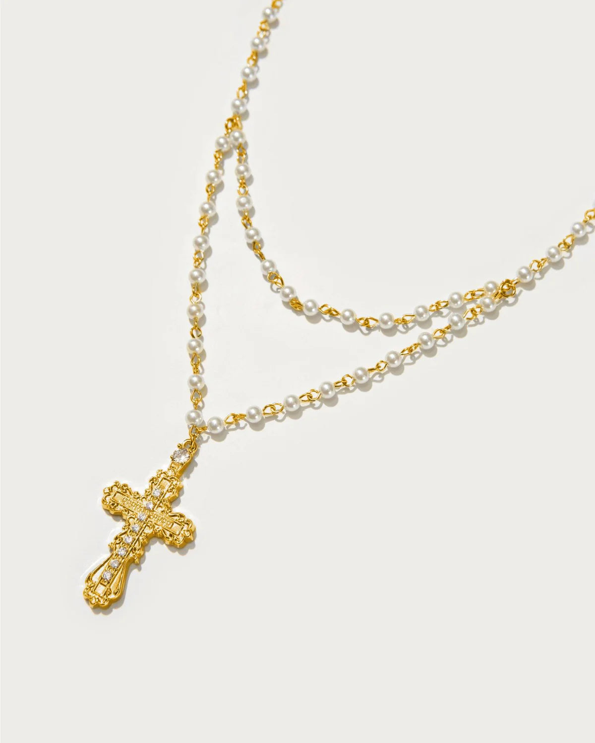 Celestia Cross Pearl Chain