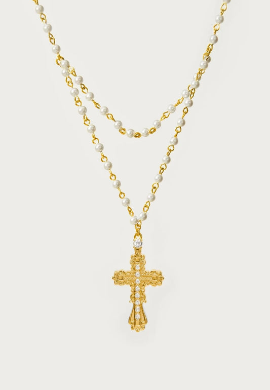 Celestia Cross Pearl Chain