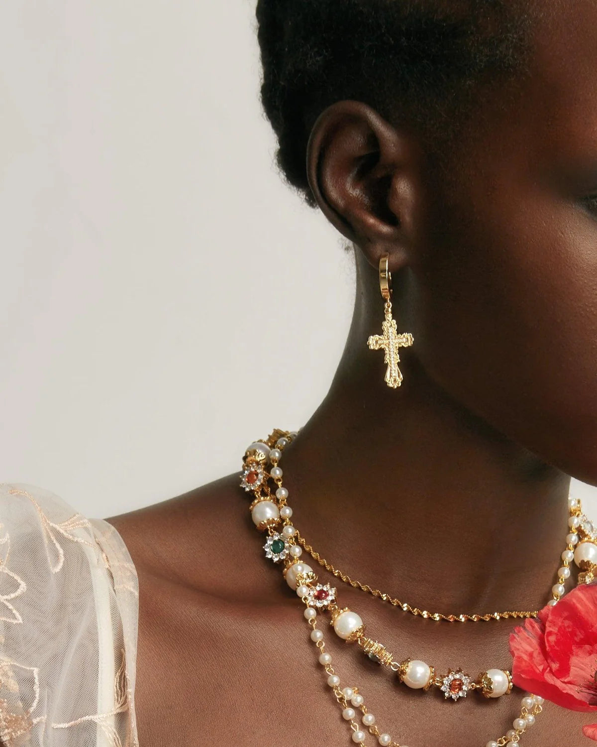 Celestia Drop Cross Hoops