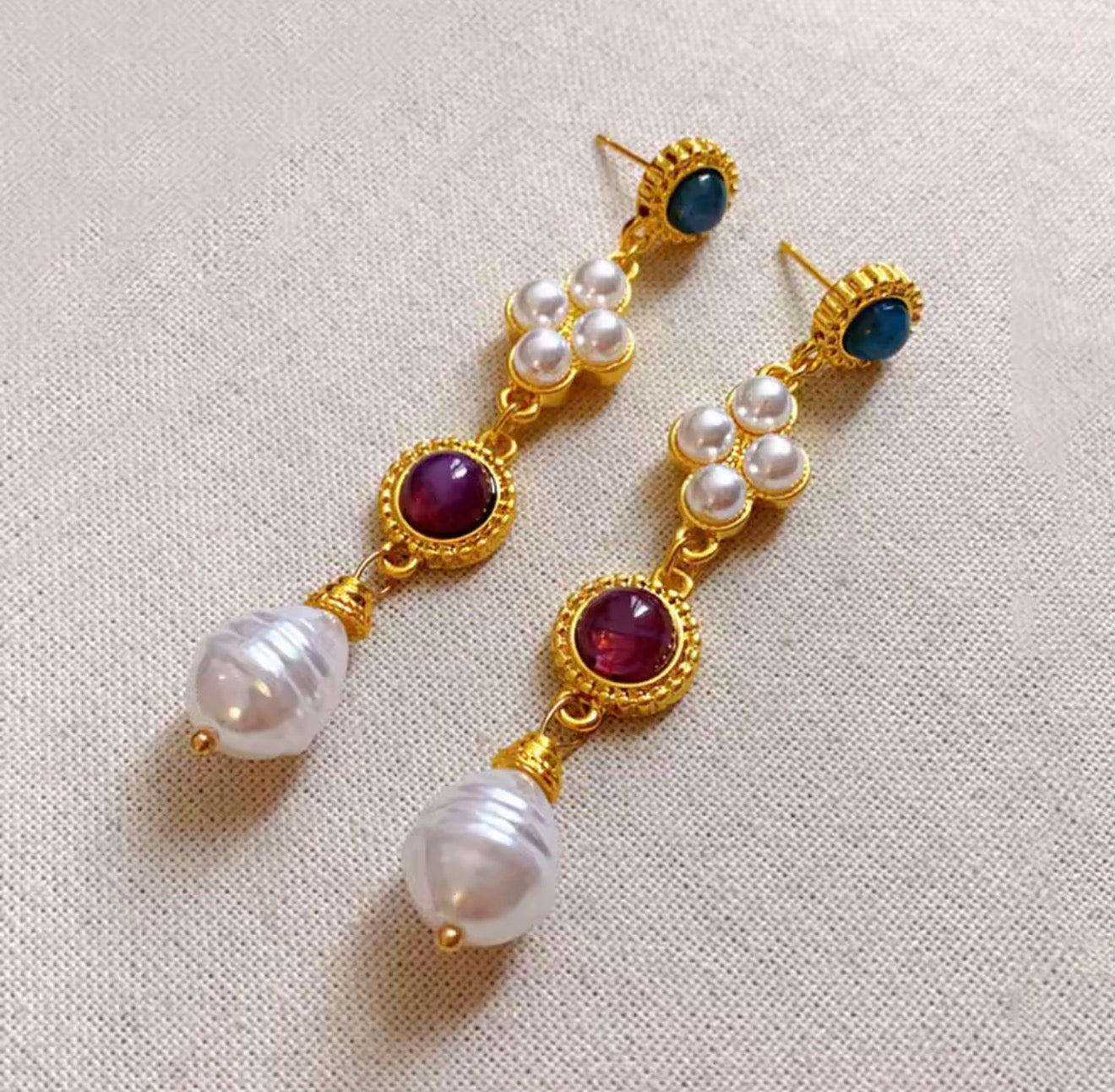 Milano Ruby Pearl Earrings